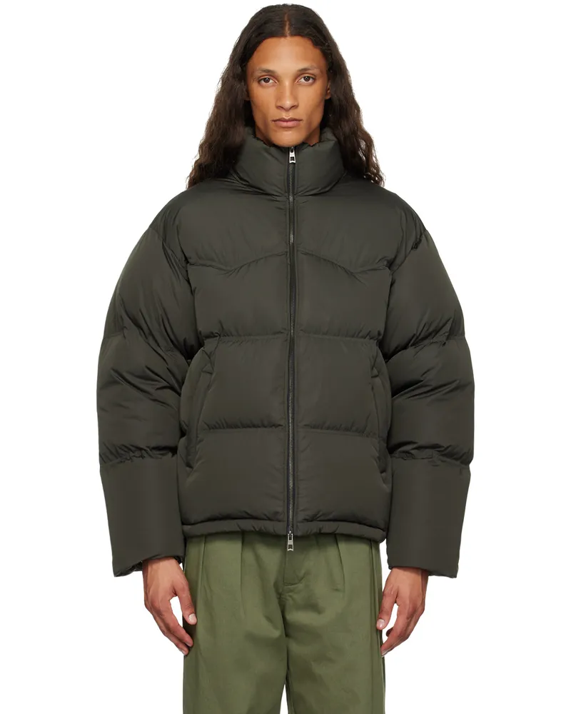 AFTER PRAY Khaki Western Down Jacket Dark