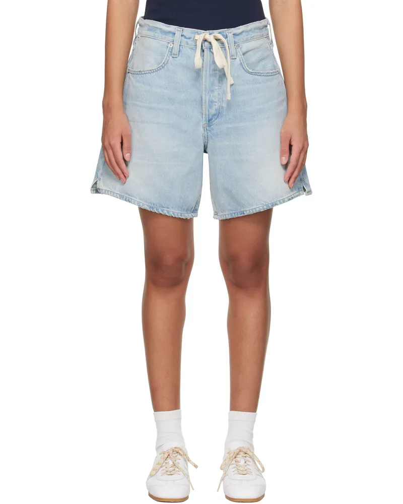 Citizens of humanity Blue Brynn Drawstring Denim Shorts Jesamyn
