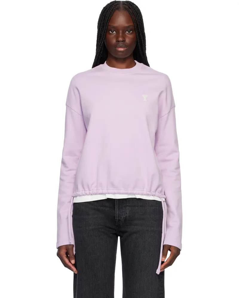 AMI Paris Purple Cotton Ami de Coeur Sweatshirt Lilac