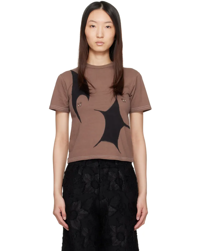 Collina Strada Brown Pierced T-shirt Earth