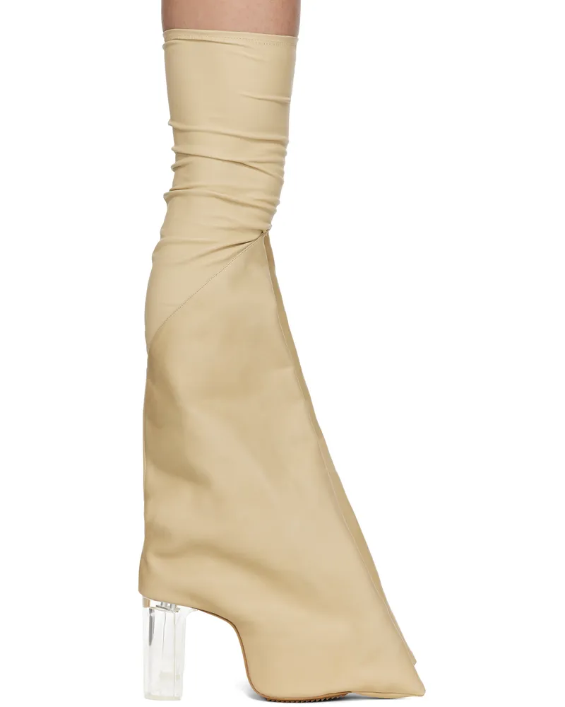 Rick Owens Beige Hollywood Taco Kiss Tall Boots 810