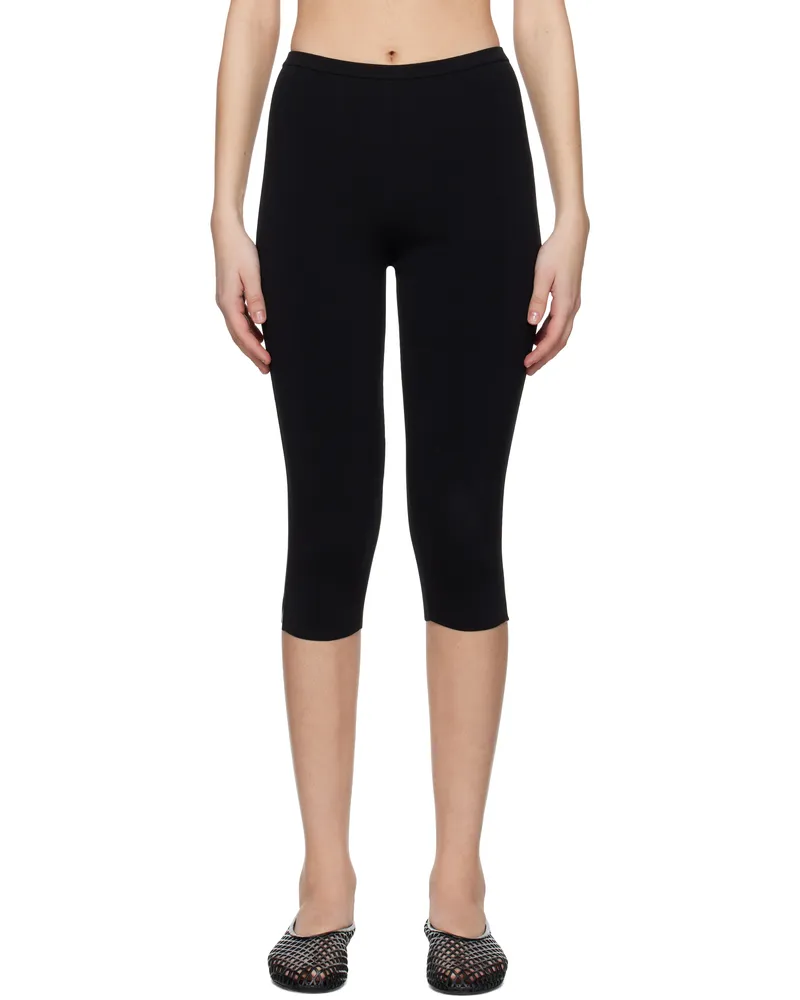 Totême Black Compact Knit Capri Trousers Black