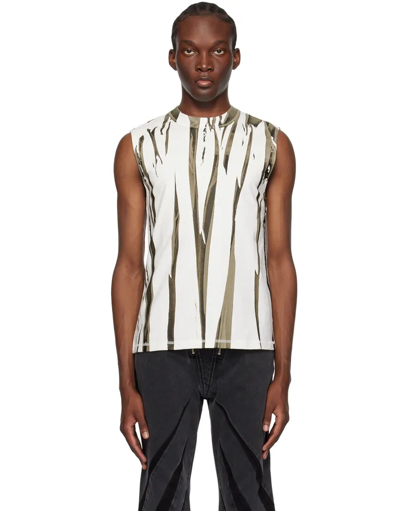 Dion Lee White & Khaki Fang Tank Top White