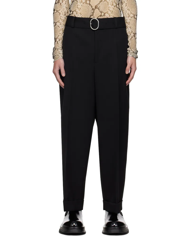 Jil Sander Black Belted Trousers Black