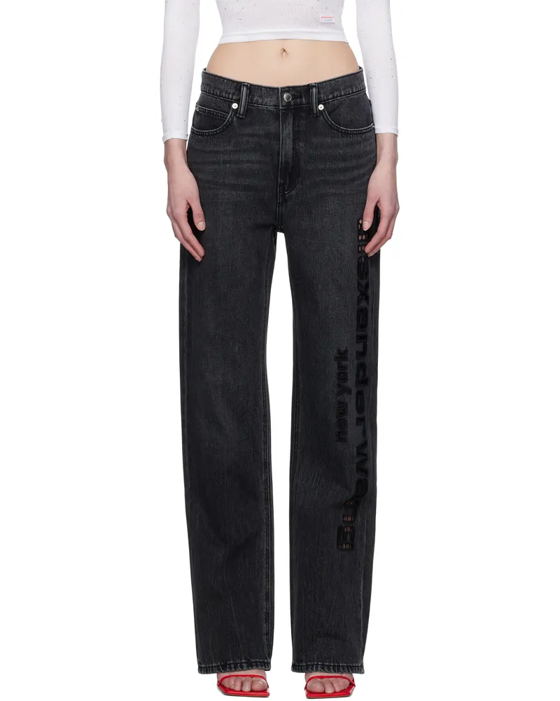 Alexander Wang Gray EZ Cut-Out Logo Jeans Grey