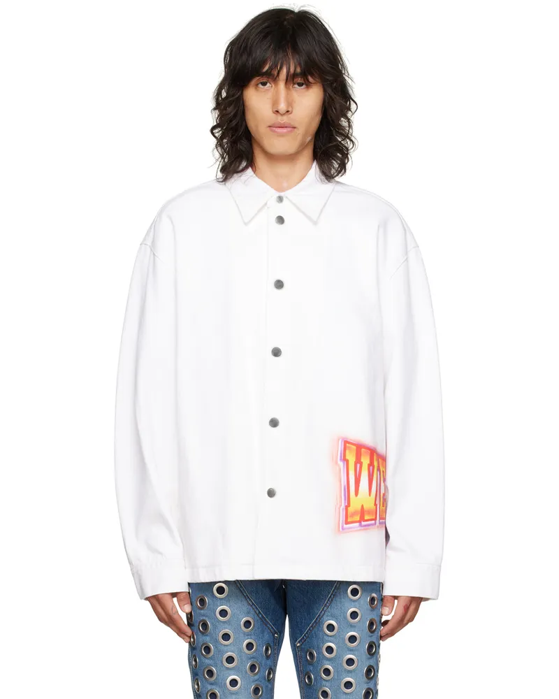 WE 11 DONE White Printed Denim Jacket White