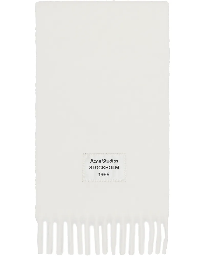 Acne Studios White Fringe Alpaca Scarf 100