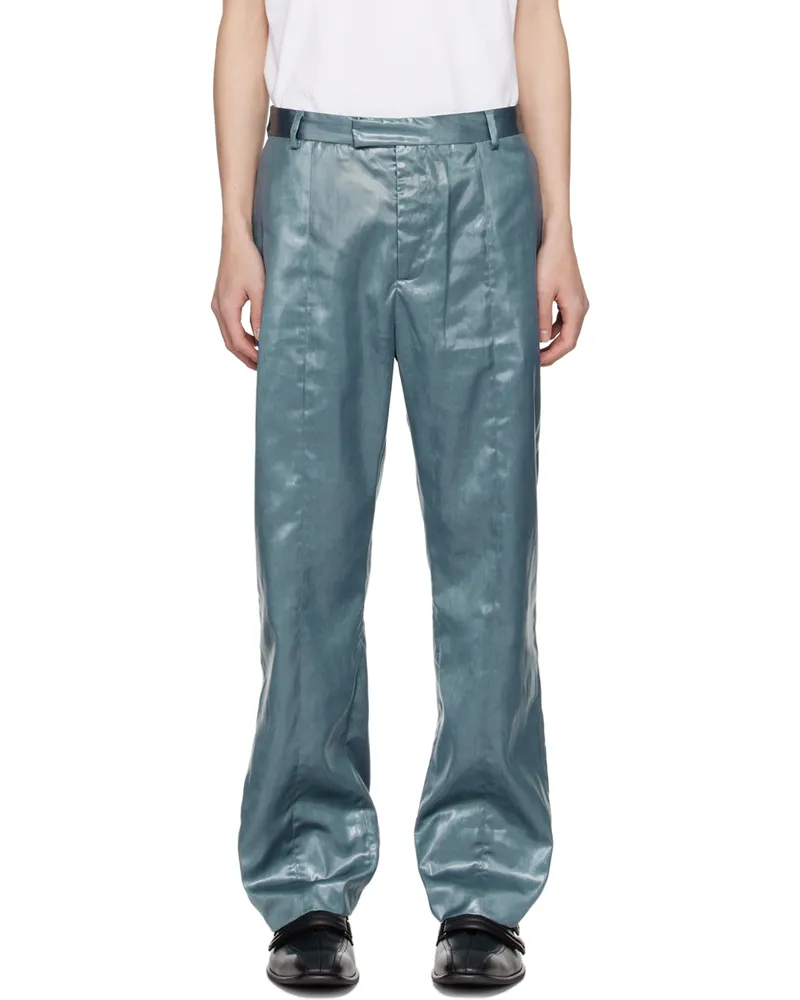 Martine Rose Blue Slim-Fit Trousers Wet