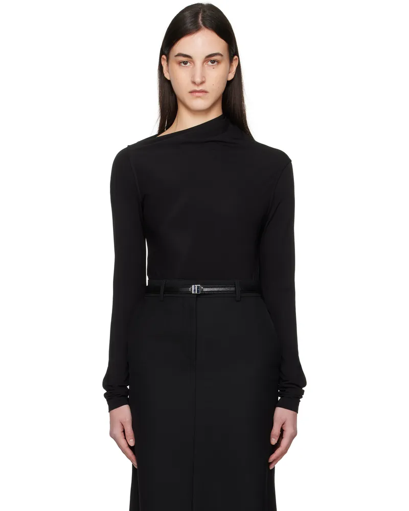 Totême Black Draped Jersey T-shirt Black