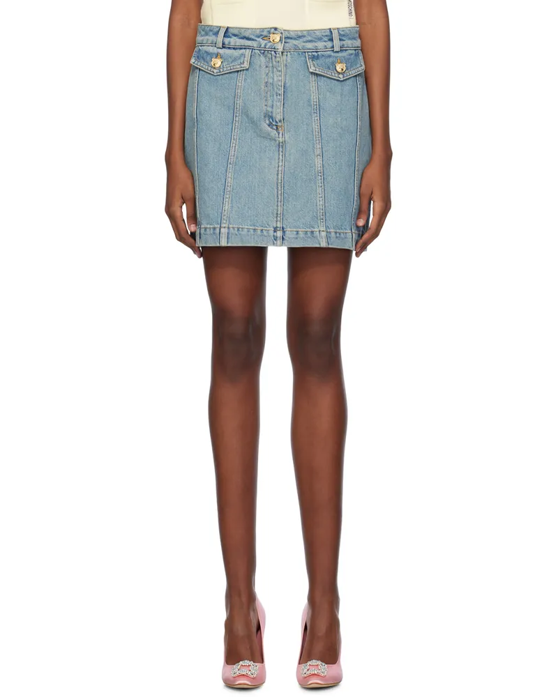 Moschino Blue Faded Denim Miniskirt A0281