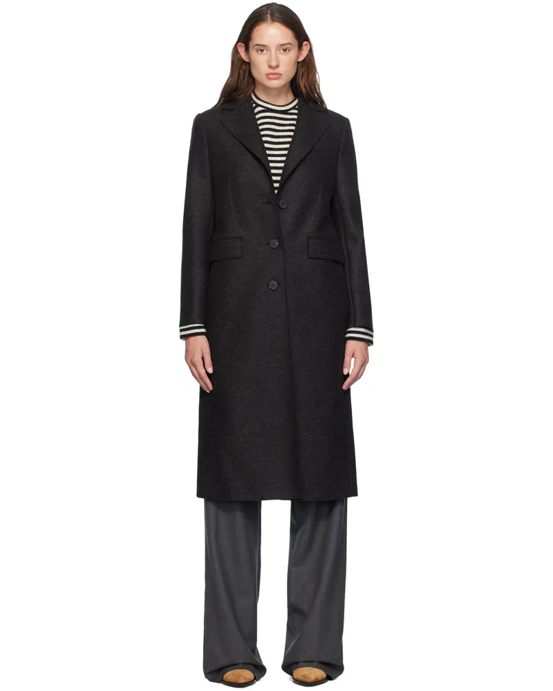 Harris Wharf London Gray Shoulder Pad Coat 180