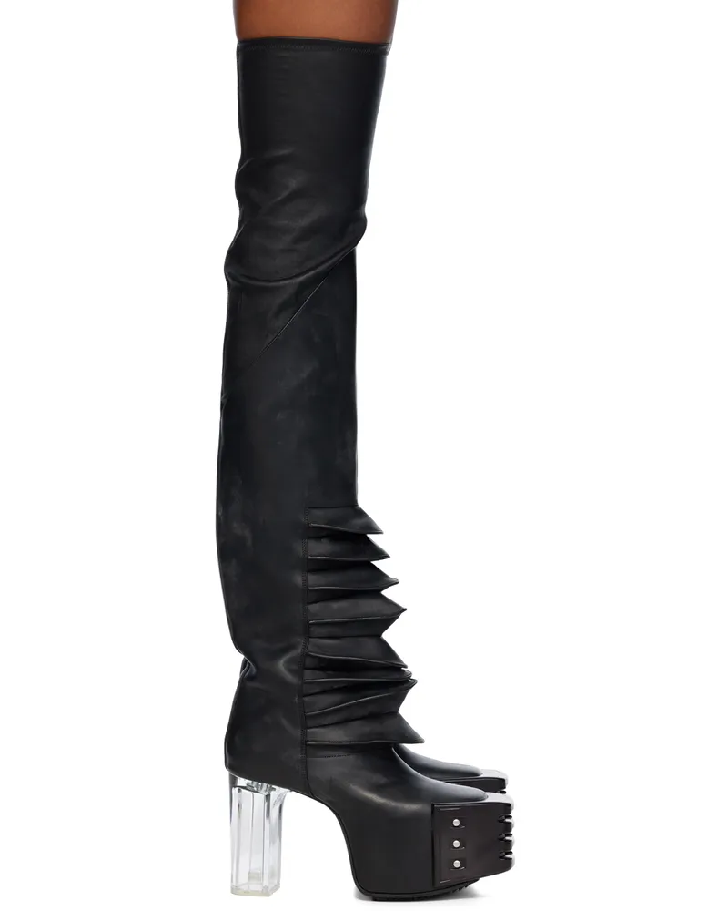 Rick Owens Black Porterville Flared Kiss Boots 930