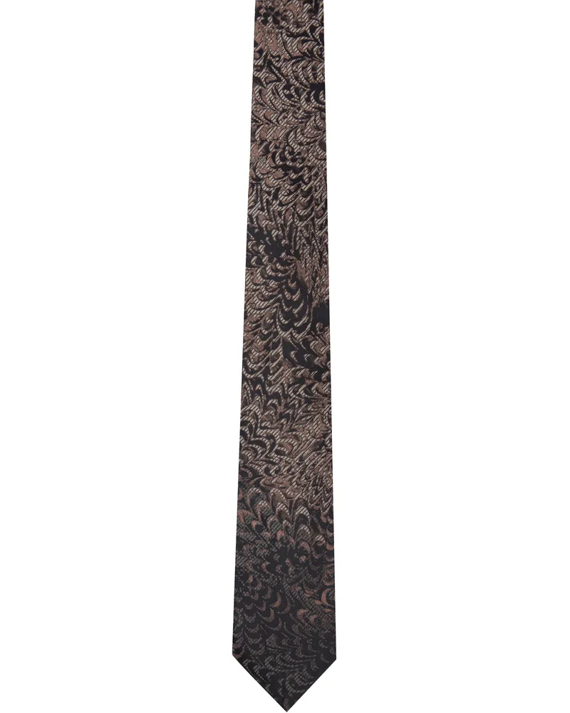 Dries van Noten Black & Pink 'Paste Paper' Printed Silk Tie 301