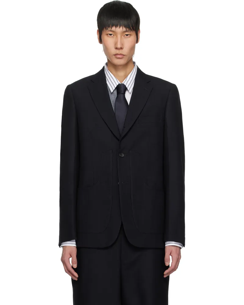 Comme des Garçons Navy Wool Kersey Blazer 1