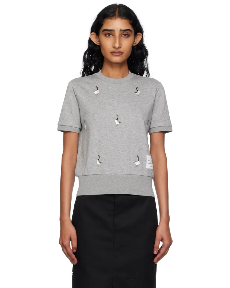 Thom Browne Gray Cotton Milano Geese T-shirt 055