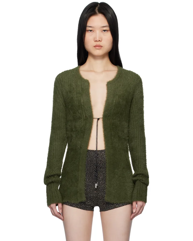 16ARLINGTON Green Teria Knit Cardigan Verde