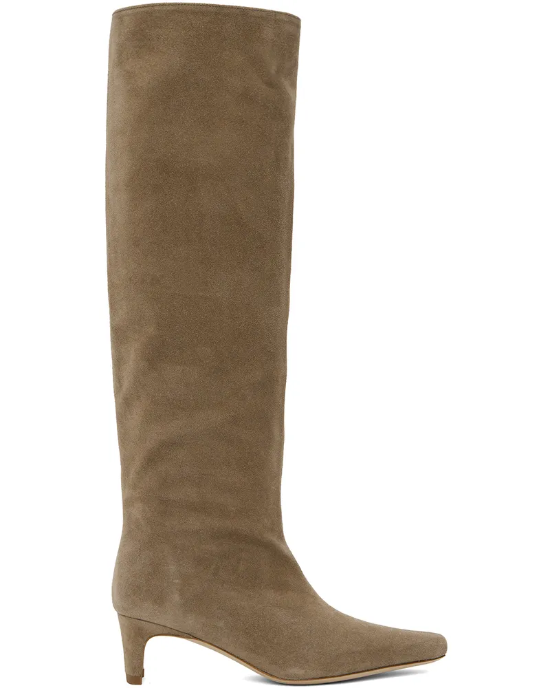 STAUD Taupe Wally Suede Tall Boots Dune