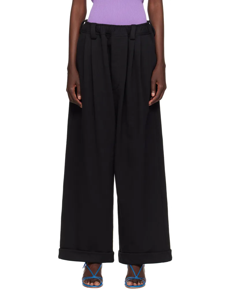 Meryll Rogge Black Sweatshirt Drawstring Chino Lounge Pants Black