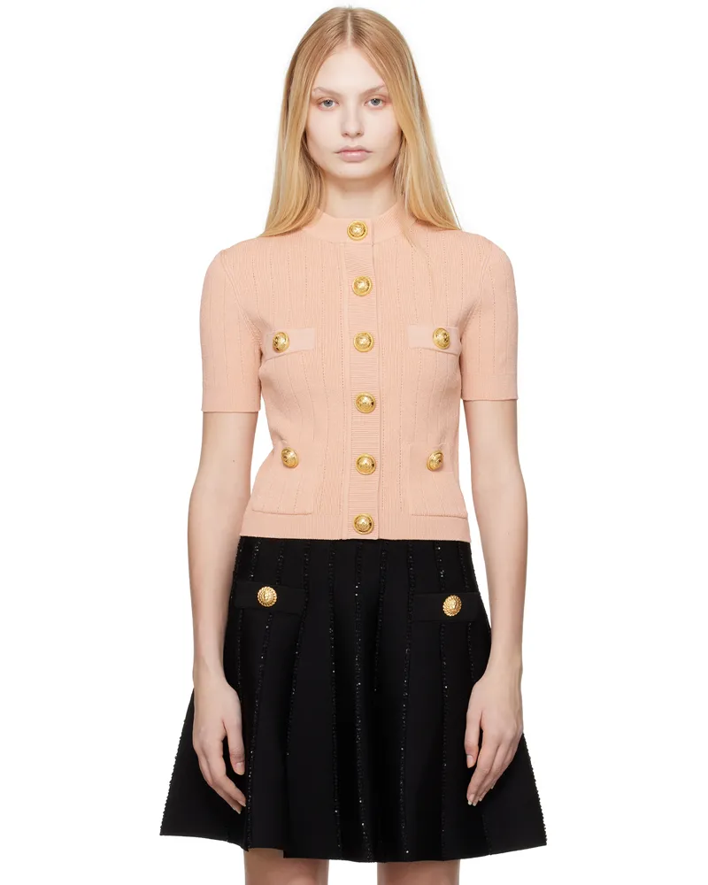 Balmain Pink 4-Pocket Knitted Cardigan 0lb