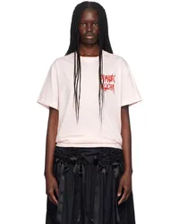 Simone Rocha Pink Printed Ribbon Logo T-Shirt Pink