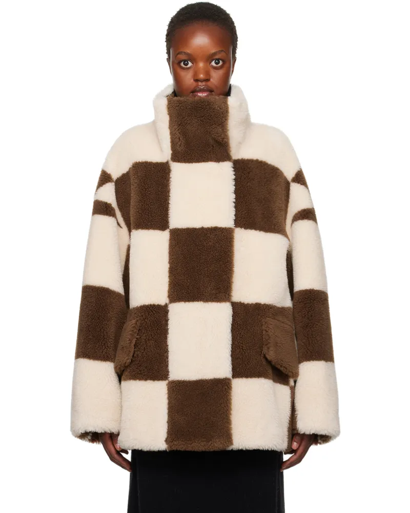 STAND Off-White & Brown Dani Faux-Fur Jacket 90060