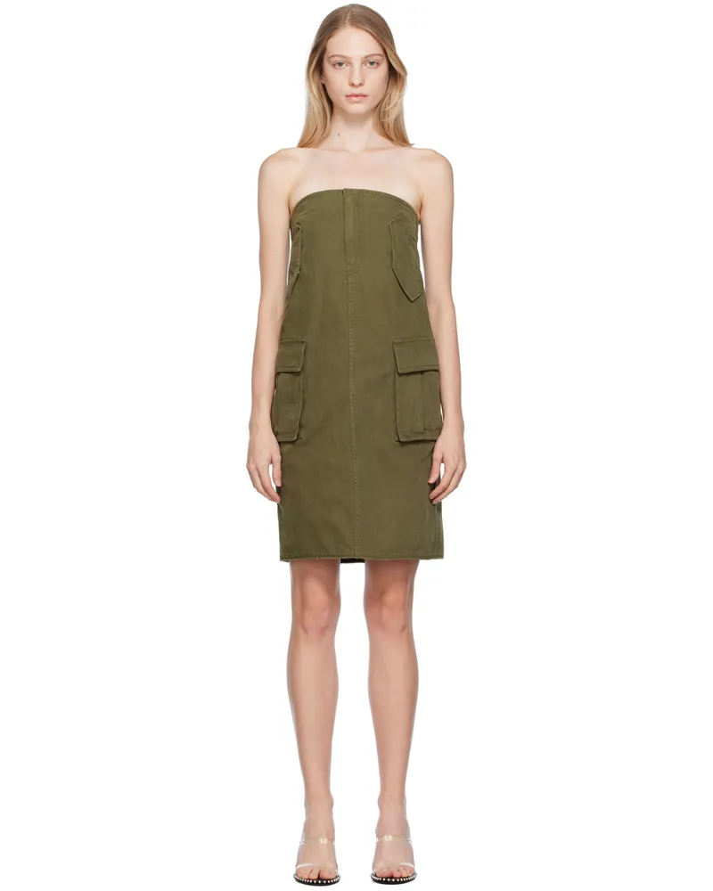 WE 11 DONE Khaki Cargo Denim Midi Skirt Khaki