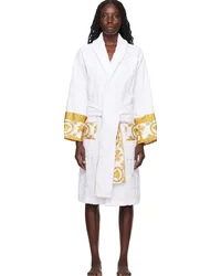 Versace White 'I Heart Baroque' Robe Zbianco