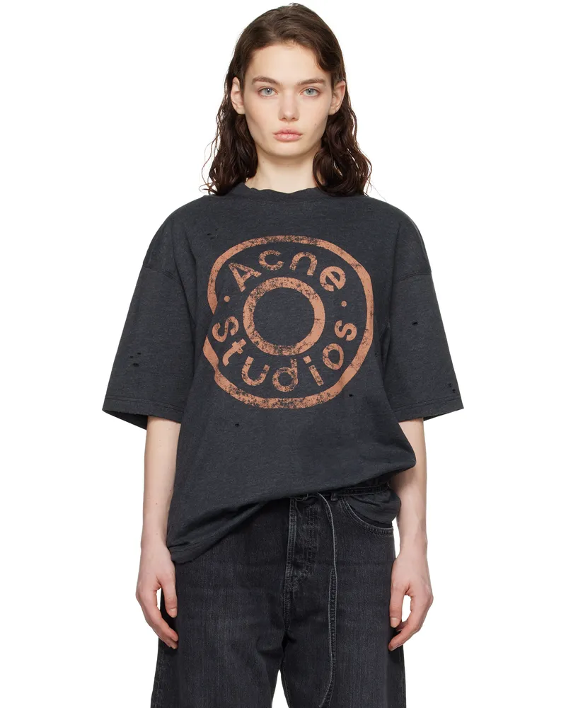 Acne Studios Gray Relaxed Fit Logo T-shirt 975