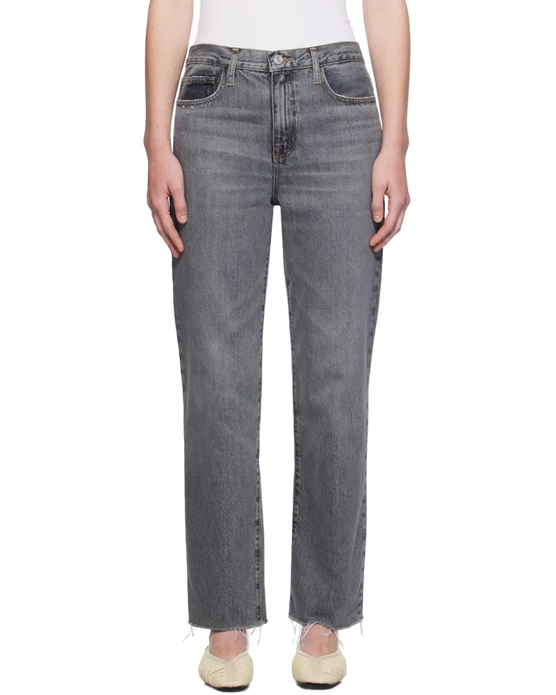 Frame Denim Gray 'Le Jane Ankle Raw Fray' Jeans Washed