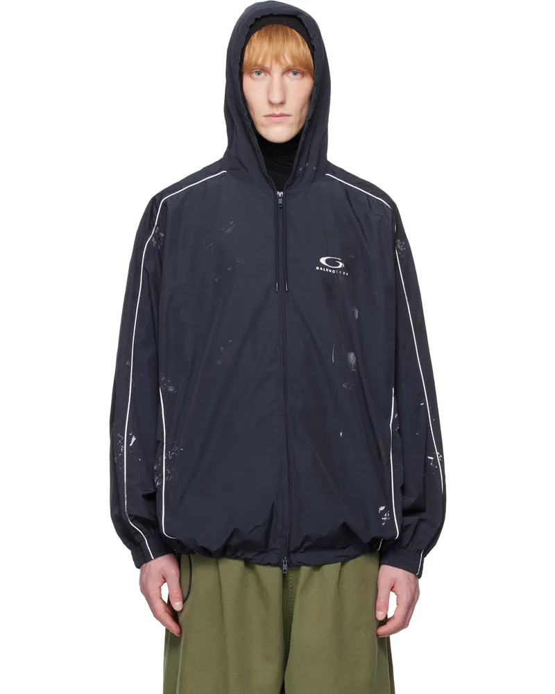 Balenciaga Navy Painter Track Jacket 4140