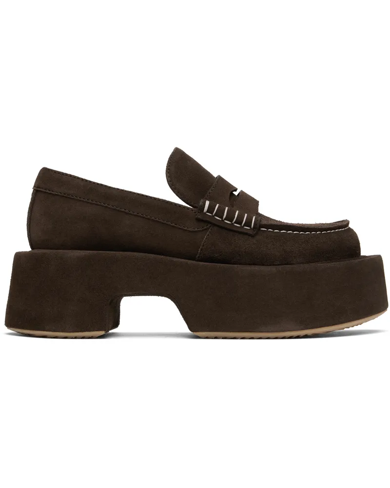 J.W.Anderson Brown Suede Platform Loafers 600