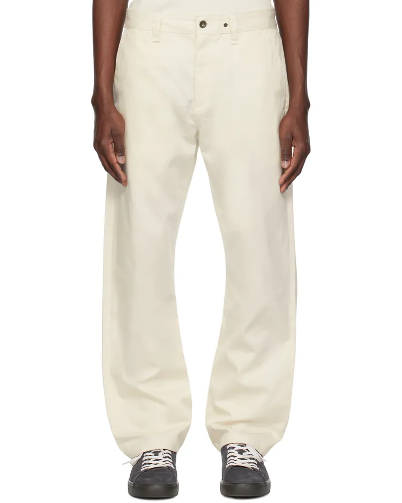 Rag & Bone Off-White Haydon Straight Fit Cotton Chino Trousers Offwht