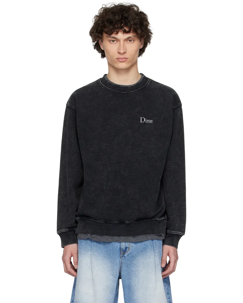 Dime Black Classic French Terry Crewneck Sweatshirt Faded