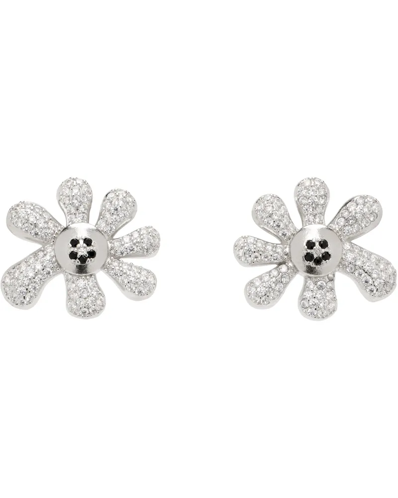 Collina Strada Silver Happy Blossom Earrings Crystal