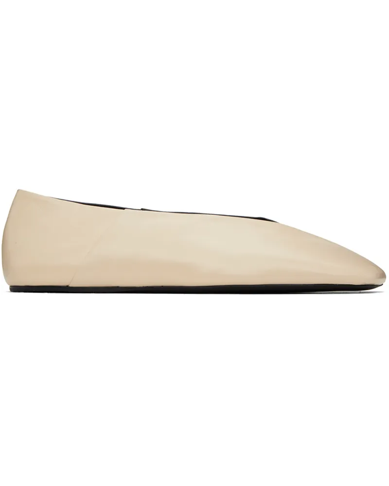 Jil Sander Off-White & Black Square Toe Ballerina Flats 266
