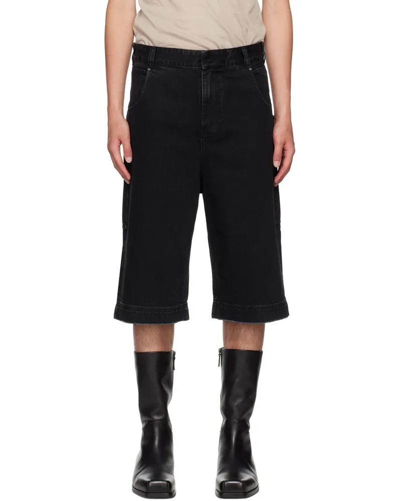 Entire Studios Black D Denim Shorts Magnetite