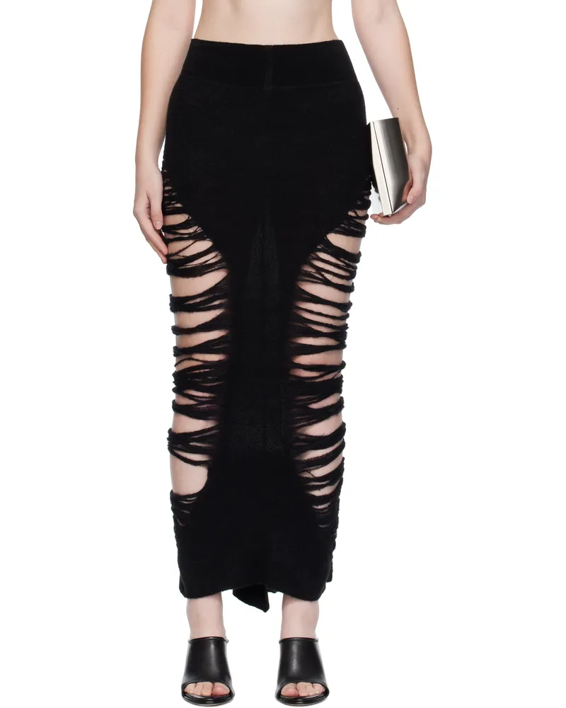 Rick Owens Black Concordians Calf Dauphine Midi Skirt 09