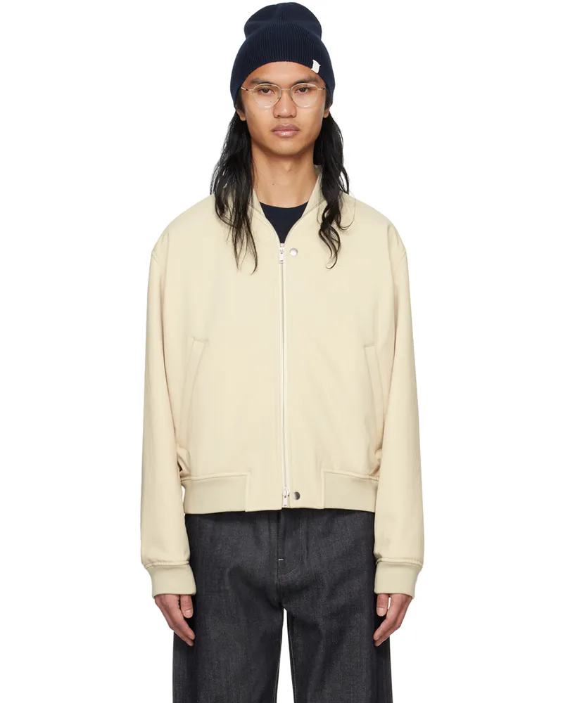 Jil Sander Beige Zip Bomber Jacket Pastel