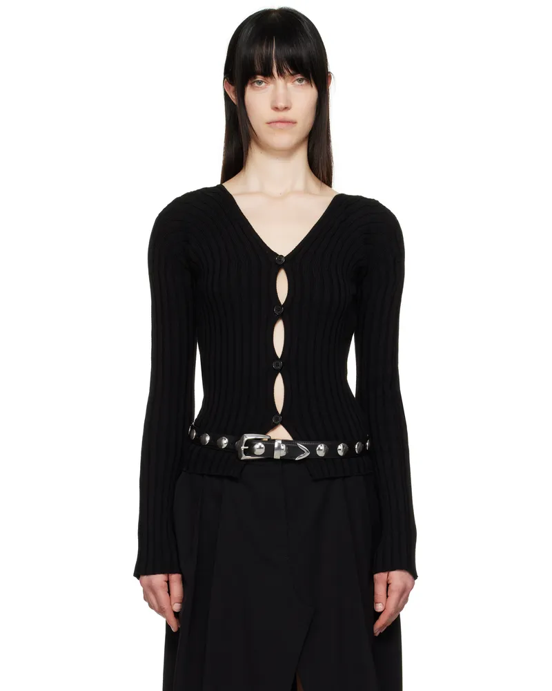 Acne Studios Black Button-Up Rib Cardigan 900