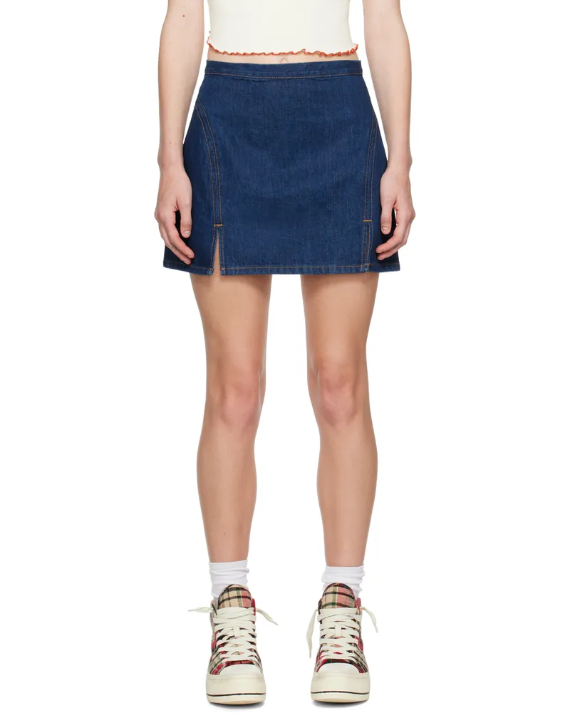 RE/DONE Indigo Split Front Denim Miniskirt Fortuna