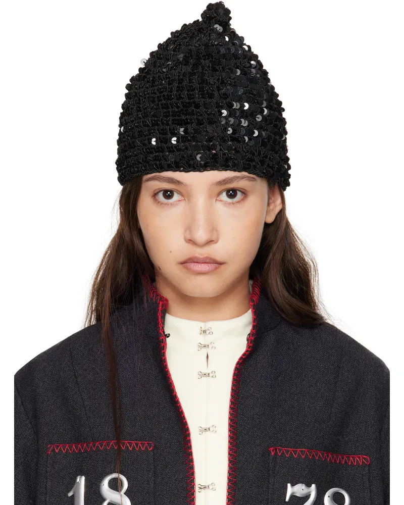 BODE Black Sequined Beanie Black