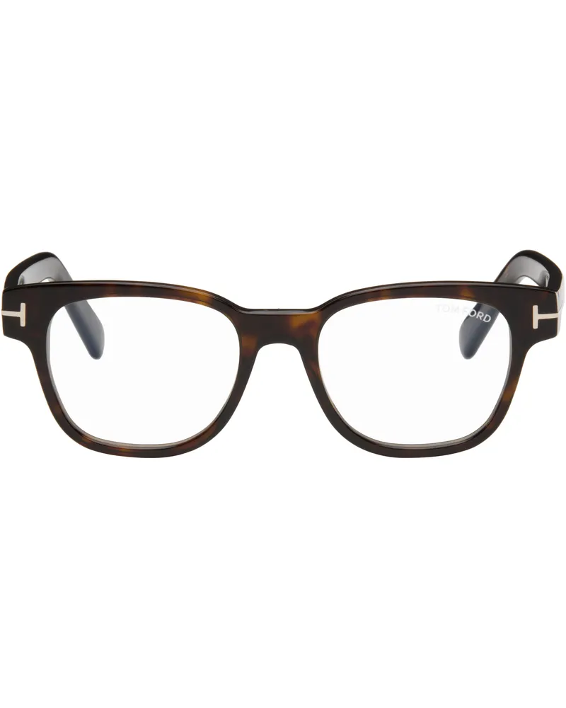 Tom Ford Brown & Black Square Blue Block Glasses 052