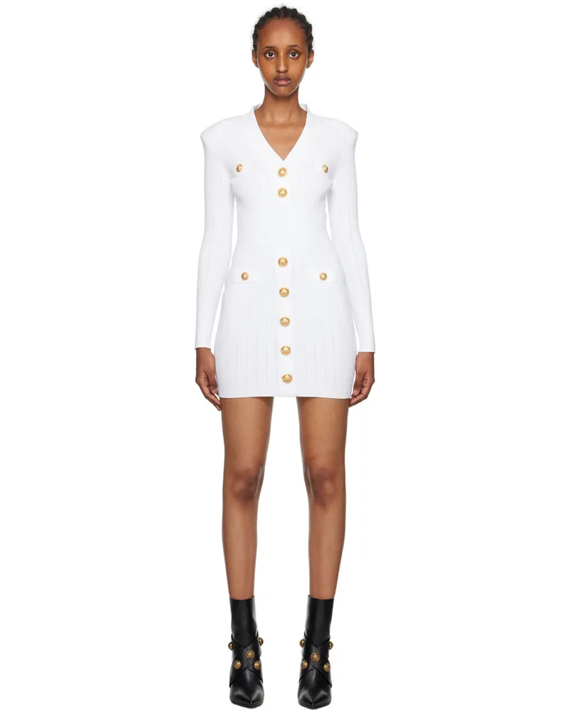 Balmain Off-White Button Minidress 0fa