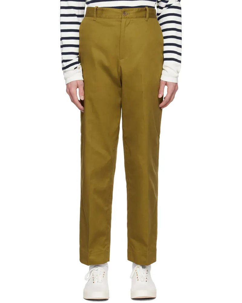 Kitsuné Khaki Embroidered Trousers P358
