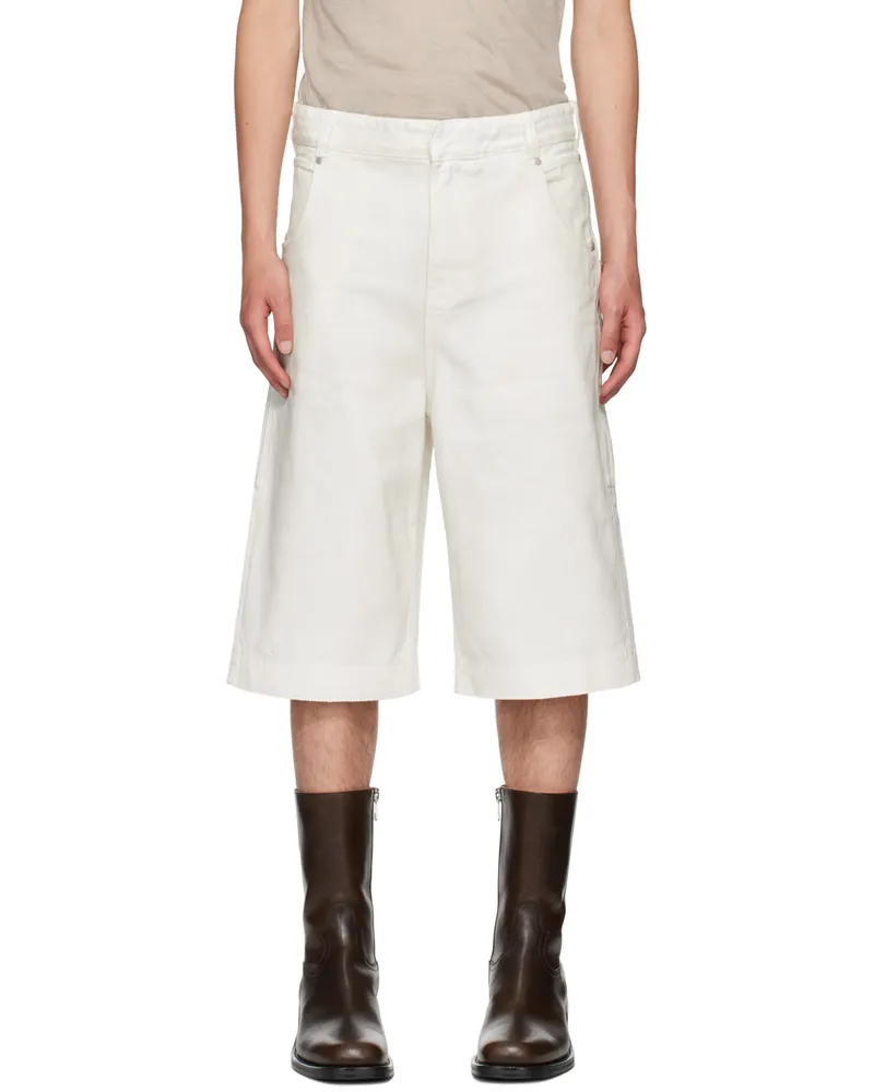 Entire Studios White D Denim Shorts Bone