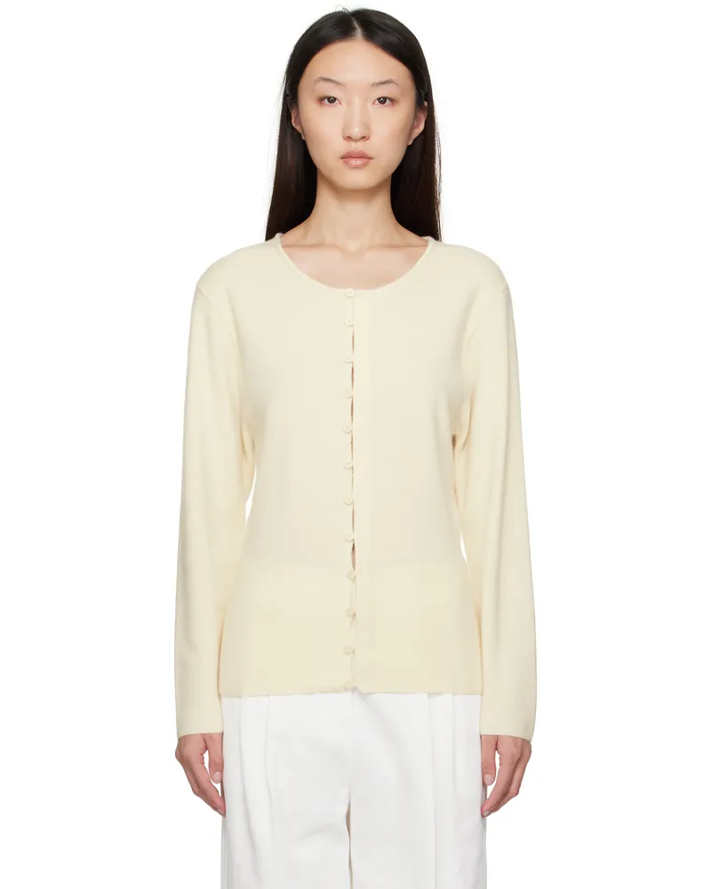 LE 17 SEPTEMBRE Off-White Button Down Cardigan Ivory