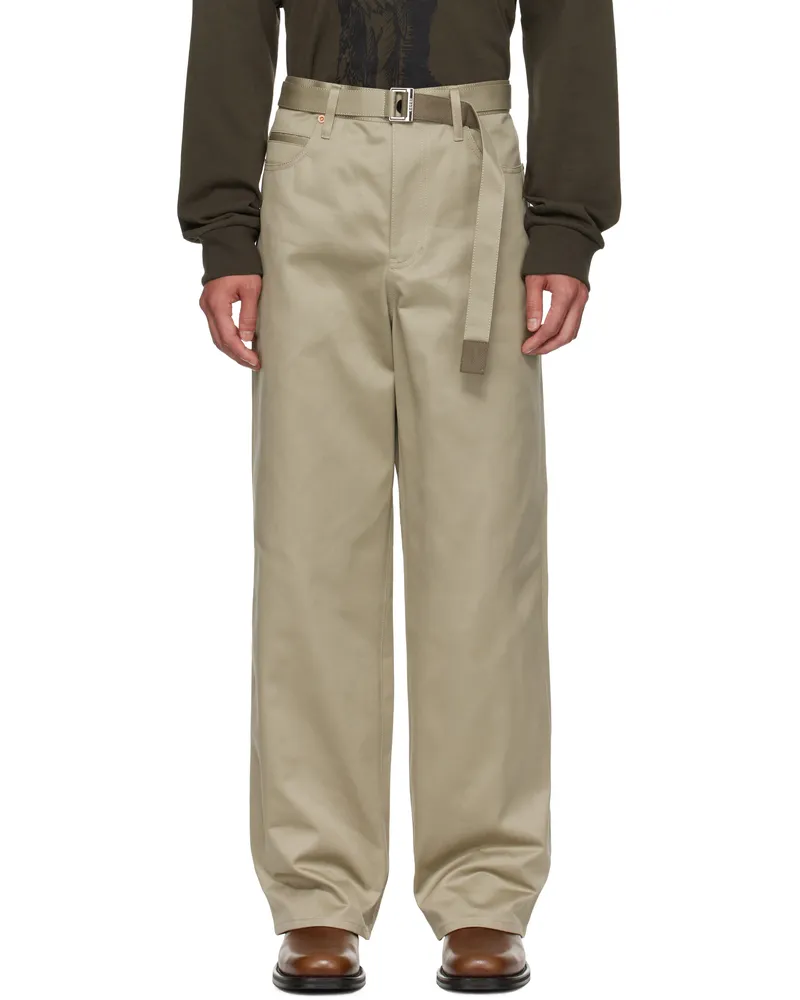 Sacai Beige Cotton Chino Trousers 651