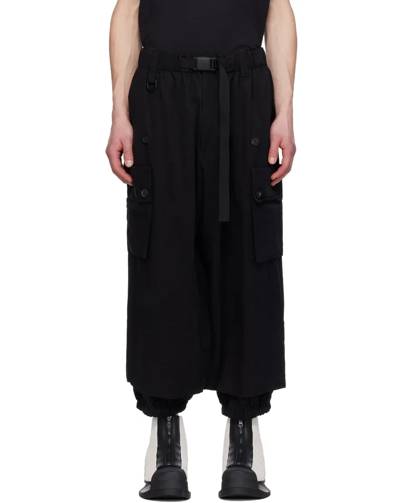 Y-3 Black M Washed Twill Cargo Pants Black