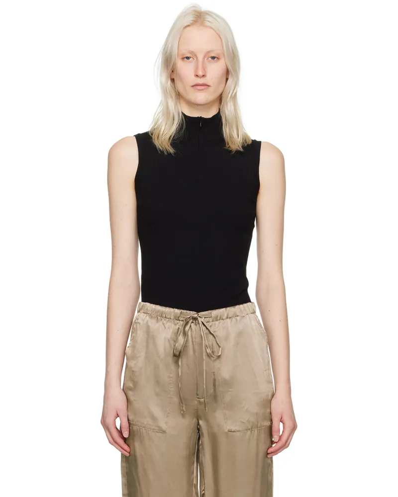 6397 Black Half Zip Tank Top Black