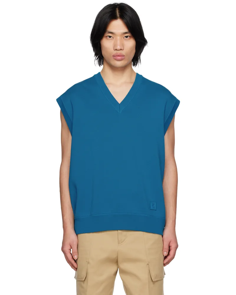Wooyoungmi Blue V-Neck Vest Blue